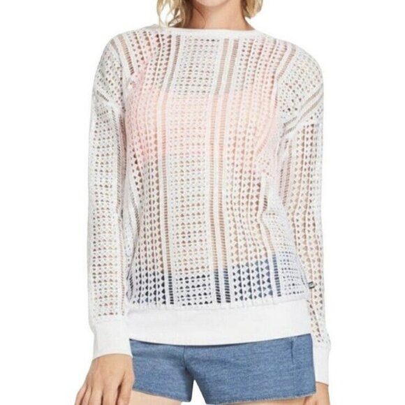 Fabletics Sophie White Tunic Open Knit Long Sleeve Cover Up Women's Sz S - Picture 1 of 10